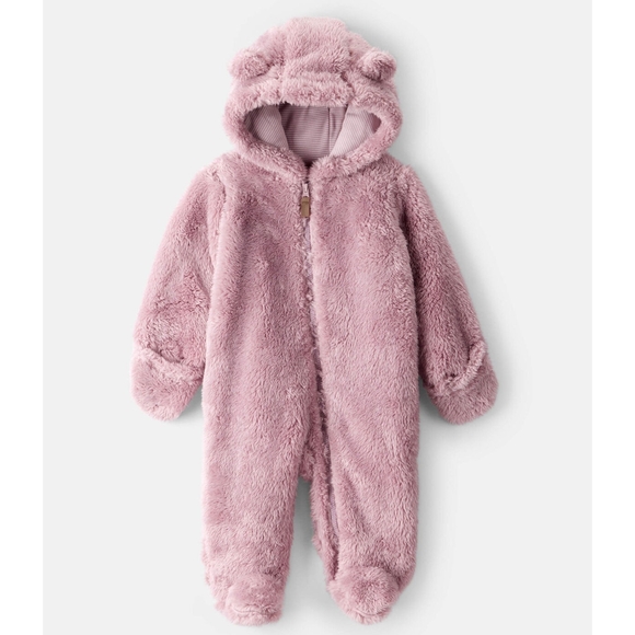 Other - Just One You by Carter’s Pink Sherpa Bear Ear Hooded Pram Bunting Suit 3M